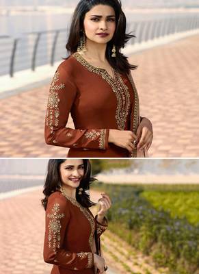 Brown embroidered georgette salwar 2
