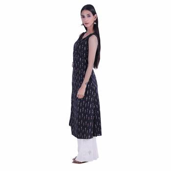 Black printed ikat cotton kurti 2