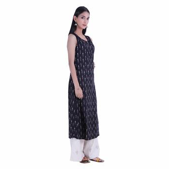 Black printed ikat cotton kurti 3