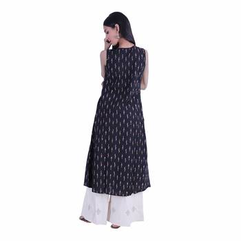 Black printed ikat cotton kurti 4