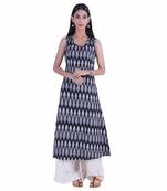 Black printed ikat cotton kurti