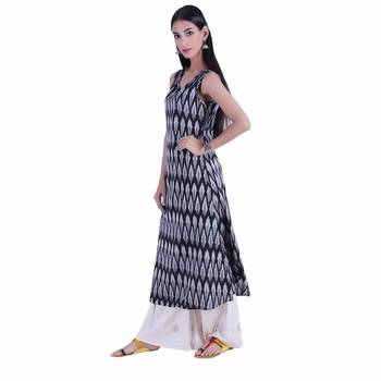Black printed ikat cotton kurti 2