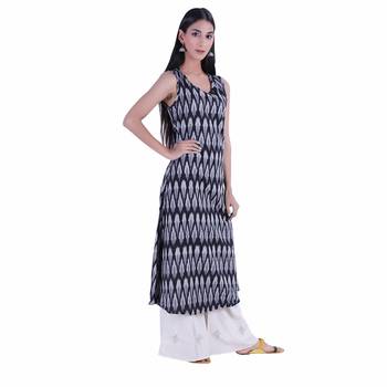 Black printed ikat cotton kurti 3