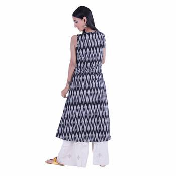 Black printed ikat cotton kurti 4