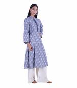 grey printed ikat cotton kurti