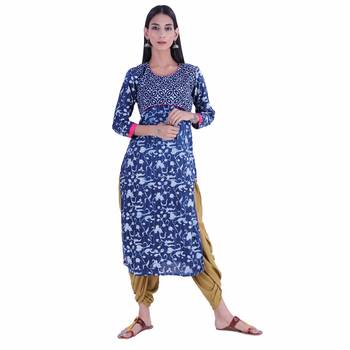 Blue printed cotton kurti 1