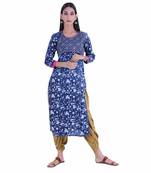 Blue printed cotton kurti