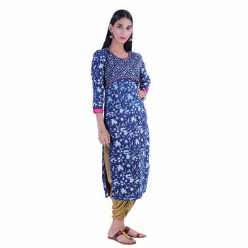 Blue printed cotton kurti 3