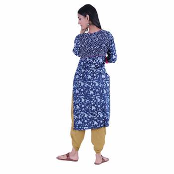 Blue printed cotton kurti 4