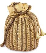 Designer Potli Bag with Beadwork For Women Golden