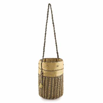 Designer Potli Bag with Beadwork For Women Golden 2