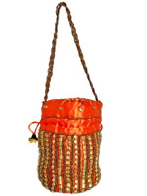 Designer Potli Bag with Beadwork For Women Orange 2