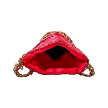 Designer Potli Bag with Beadwork For Women Magenta 2