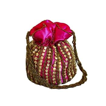 Designer Potli Bag with Beadwork For Women Magenta 3