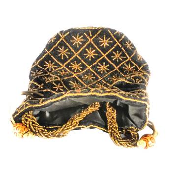Hand Embroidered Velvet Potli Bag for Women / Girls (Black) 4