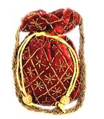 Hand Embroidered Velvet Potli Bag for Women / Girls (Maroon)