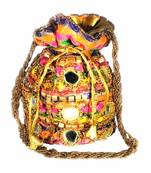 Hand Crafted Mirror Work Rajasthani Style Ethnic Potli Bag for Women / Girls (Multicolor)