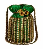 Designer Potli Bag with Beadwork For Women Green