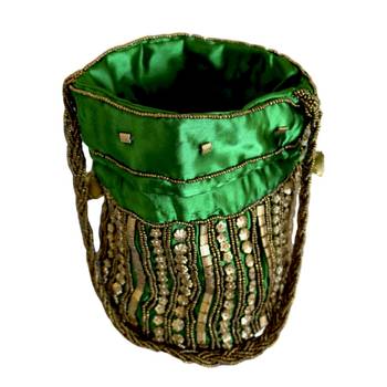 Designer Potli Bag with Beadwork For Women Green 2