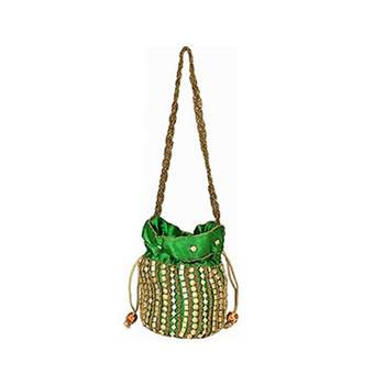 Designer Potli Bag with Beadwork For Women Green 3