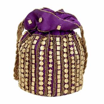 Designer Potli Bag with Beadwork For Women Purple 1
