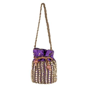 Designer Potli Bag with Beadwork For Women Purple 2
