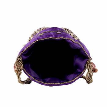 Designer Potli Bag with Beadwork For Women Purple 4
