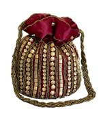 Designer Potli Bag with Beadwork For Women Maroon