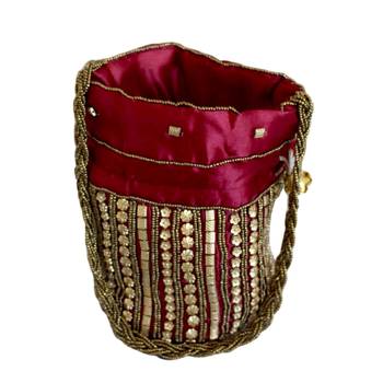 Designer Potli Bag with Beadwork For Women Maroon 2