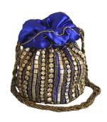 Designer Potli Bag with Beadwork For Women Blue