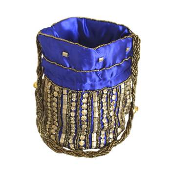 Designer Potli Bag with Beadwork For Women Blue 2