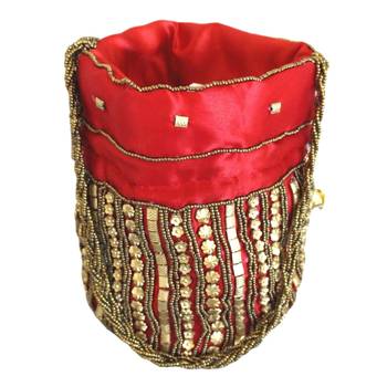 Designer Potli Bag with Beadwork For Women Red 2