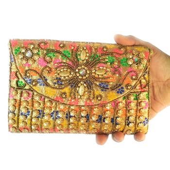 Rajasthani Style Hand Embroidered Bridal Clutch for Women Multicolor 5