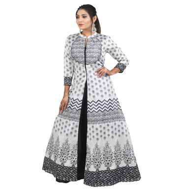Black printed silk kurti 1