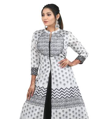 Black printed silk kurti 4