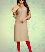 Beige plain rayon kurti