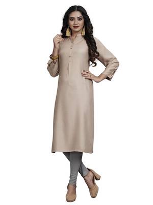 Beige plain rayon kurti 2