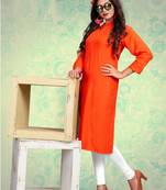 Orange plain rayon kurti