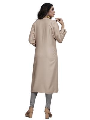 Beige plain rayon kurti 4