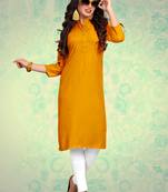 Mustard plain rayon kurti