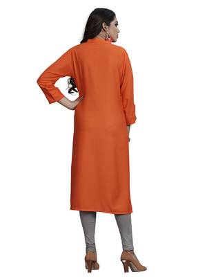Orange plain rayon kurti 4