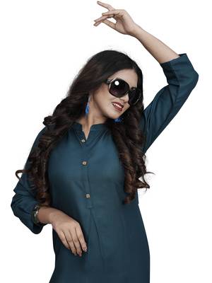 Blue plain rayon kurti 3