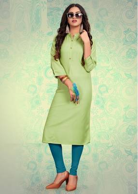 Green plain rayon kurti 1