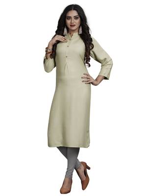 Green plain rayon kurti 2
