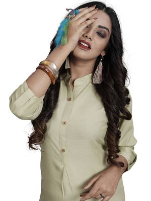 Green plain rayon kurti 3