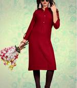 Red plain rayon kurti