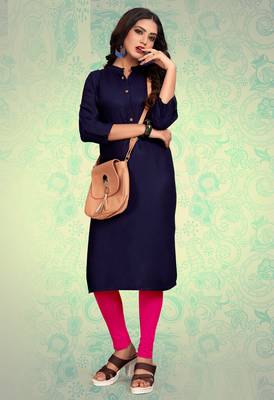 Blue plain rayon kurti 1