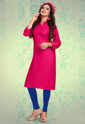 Pink plain rayon kurti 1