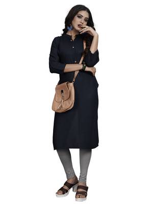 Blue plain rayon kurti 2