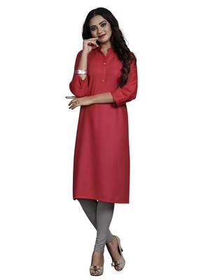 Pink plain rayon kurti 2